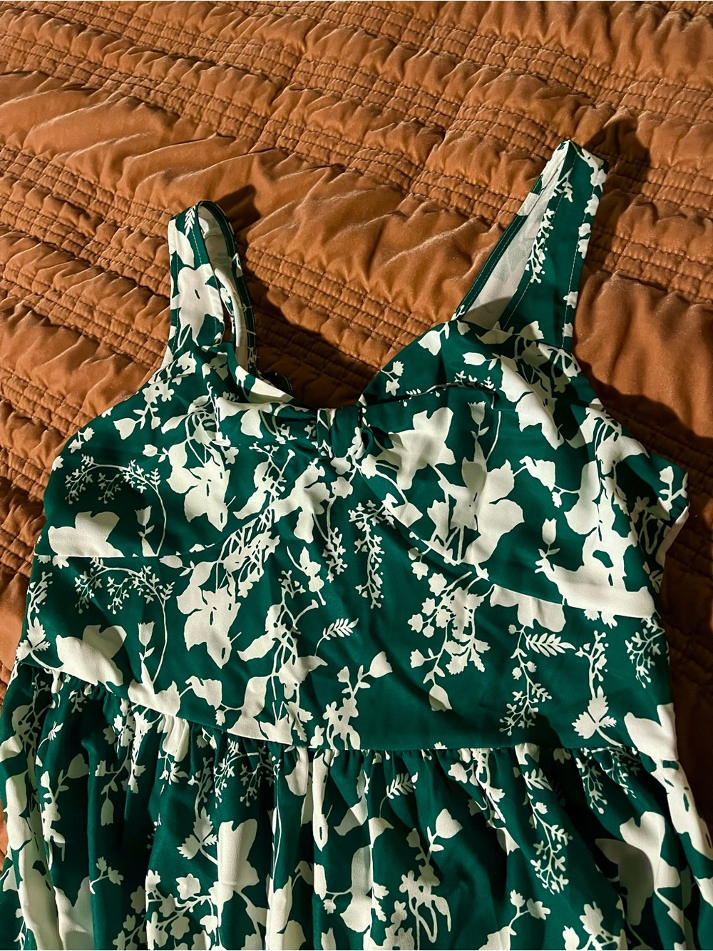 Halara NWT Green & White Floral Tiered Sundress - Picture 5 of 9